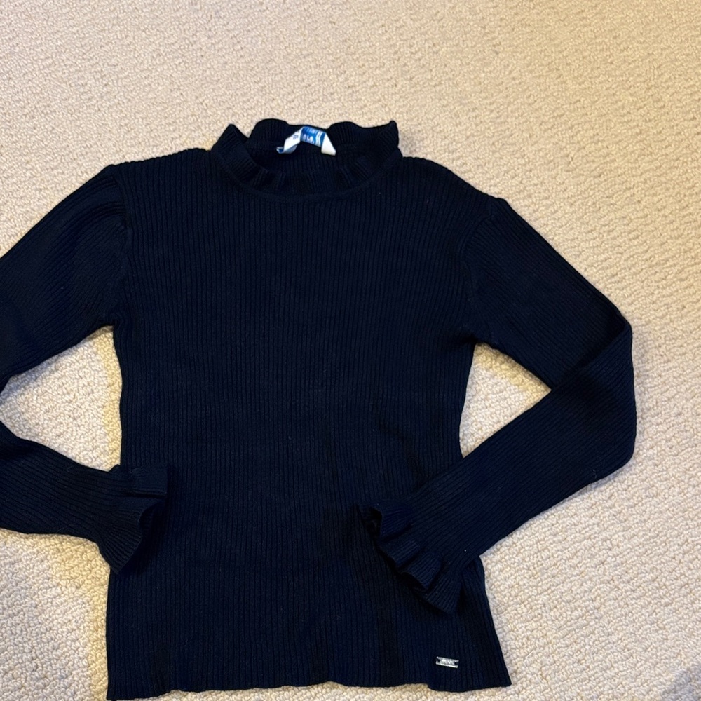 Mayoral Girl's Blue Ruffled Turtleneck